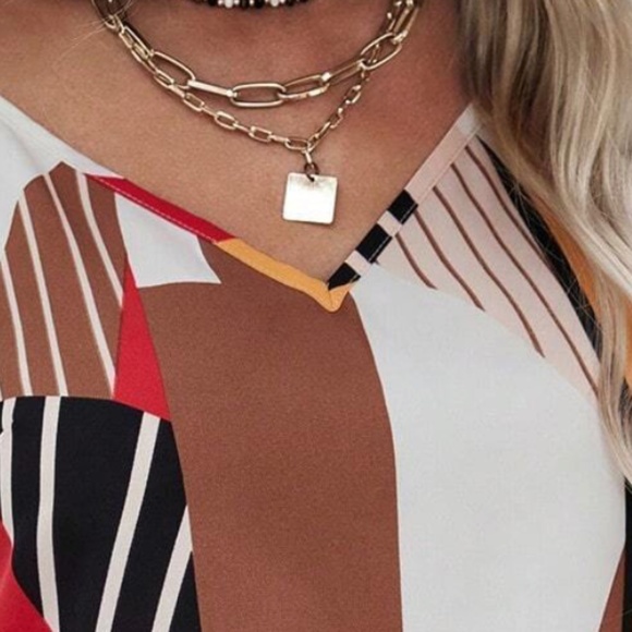 Boho Geo Print Backless Twist Back Cami Top - Picture 3 of 10